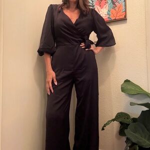 She + Sky Black Satin Jumpsuit